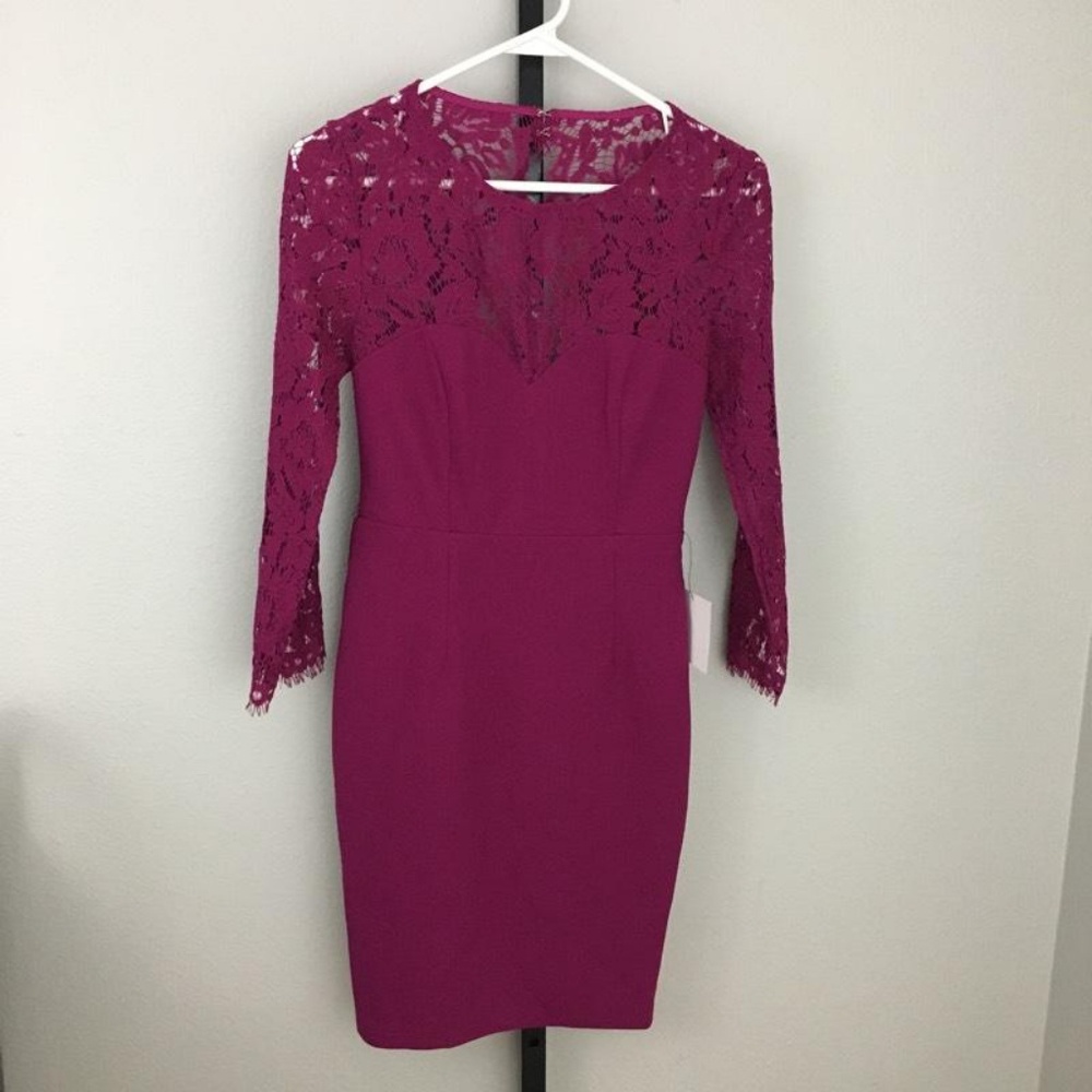 NWT All The Stars Magenta Lace Backless Dress